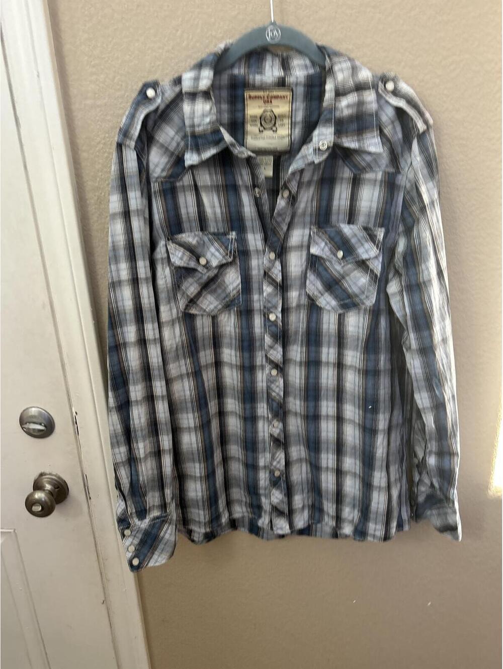Supply Company USA Men's Long Sleeve Plaid Button-Up Shirt Size L